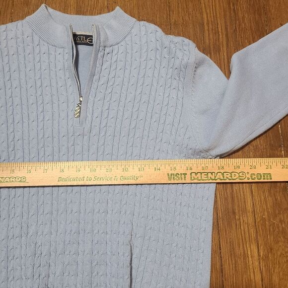 Castle of Ireland Zip front sweater. Baby blue. SZ 12 - Picture 4 of 8
